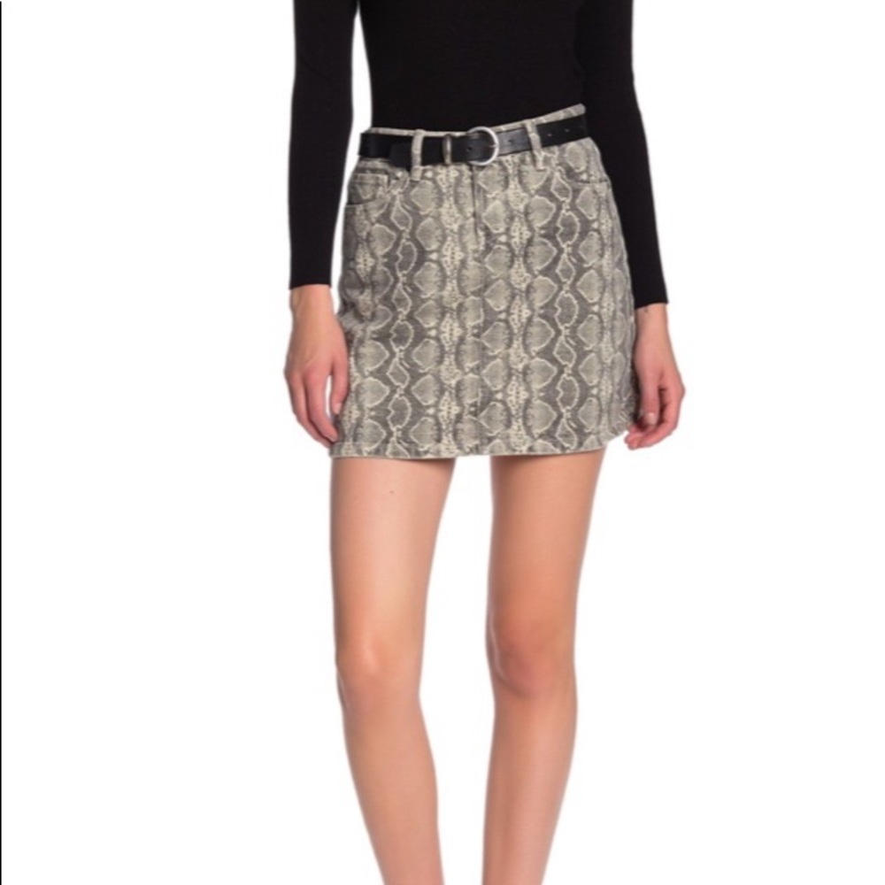 BLANKNYC Snake Printed Denim Mini Skirt‎